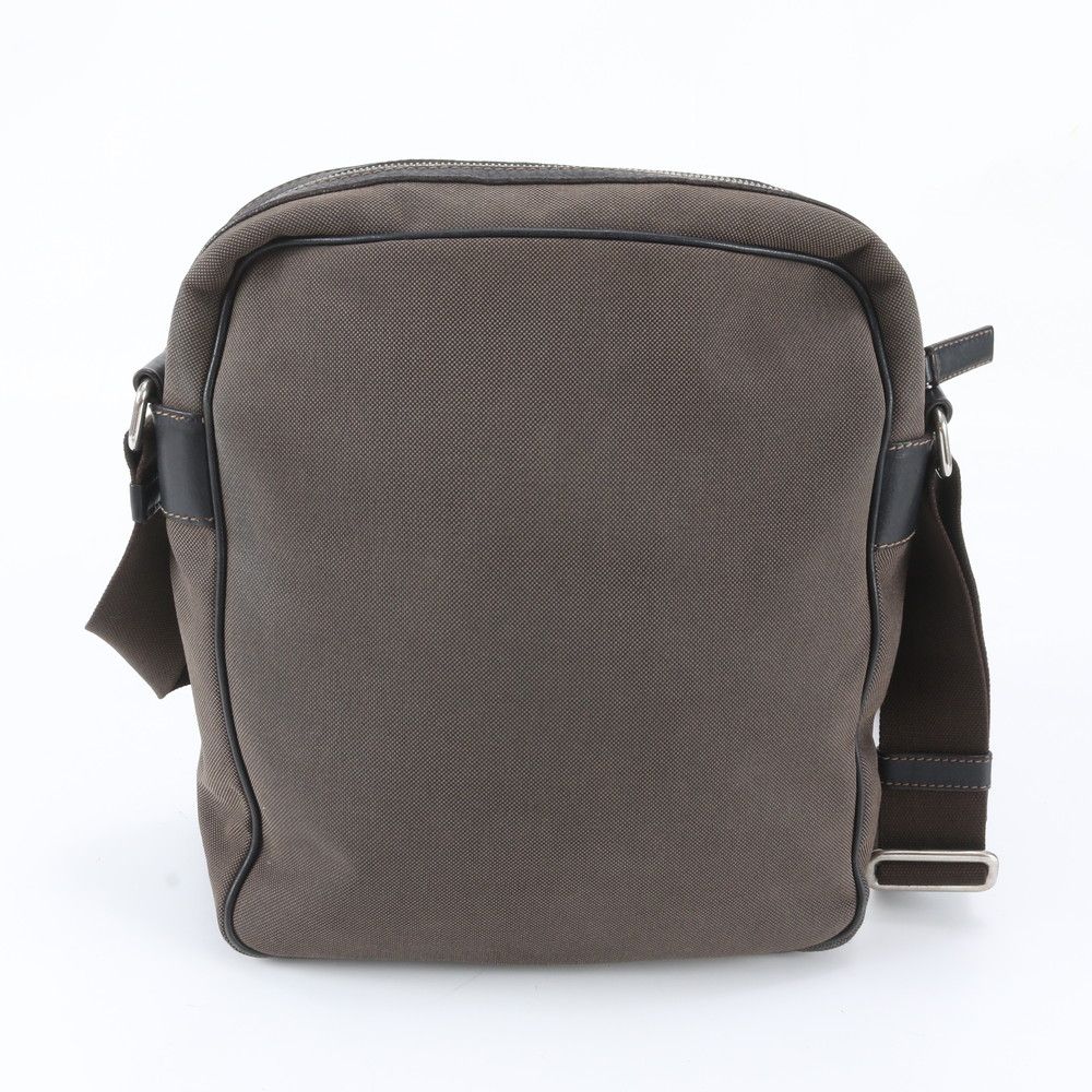 Prada Logo Jacquard Leather Shoulder Bag Crossbody Messenger Business Brown — view 3