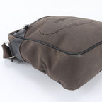 Prada Logo Jacquard Leather Shoulder Bag Crossbody Messenger Business Brown — view 6