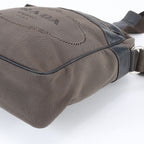 Prada Logo Jacquard Leather Shoulder Bag Crossbody Messenger Business Brown — view 4