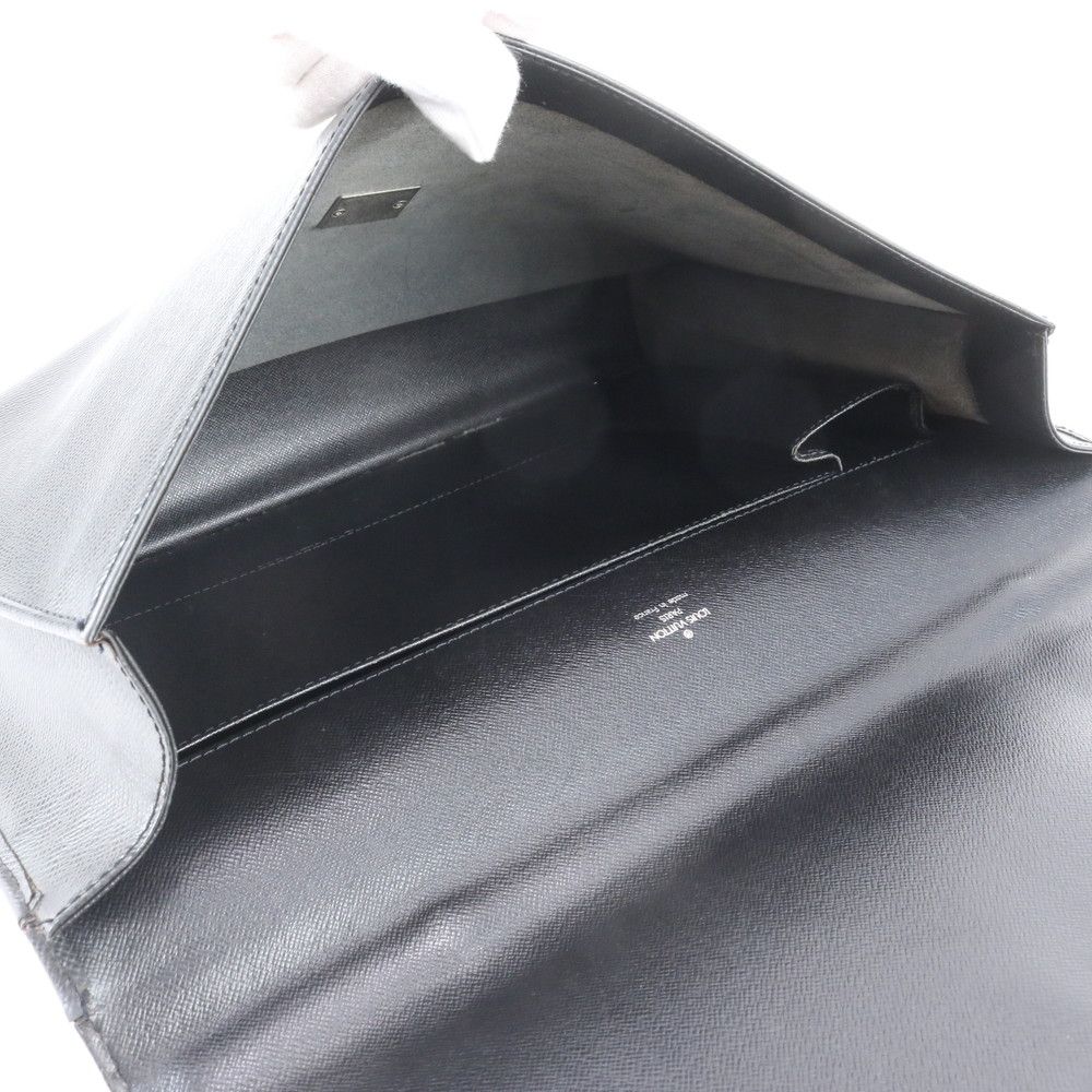 Louis Vuitton Taiga Angara Leather Business Document Briefcase Black — view 7