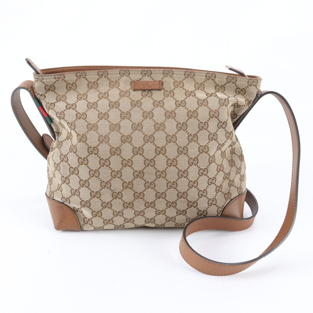 Gucci GG Canvas Leather Shoulder Bag Crossbody Messenger