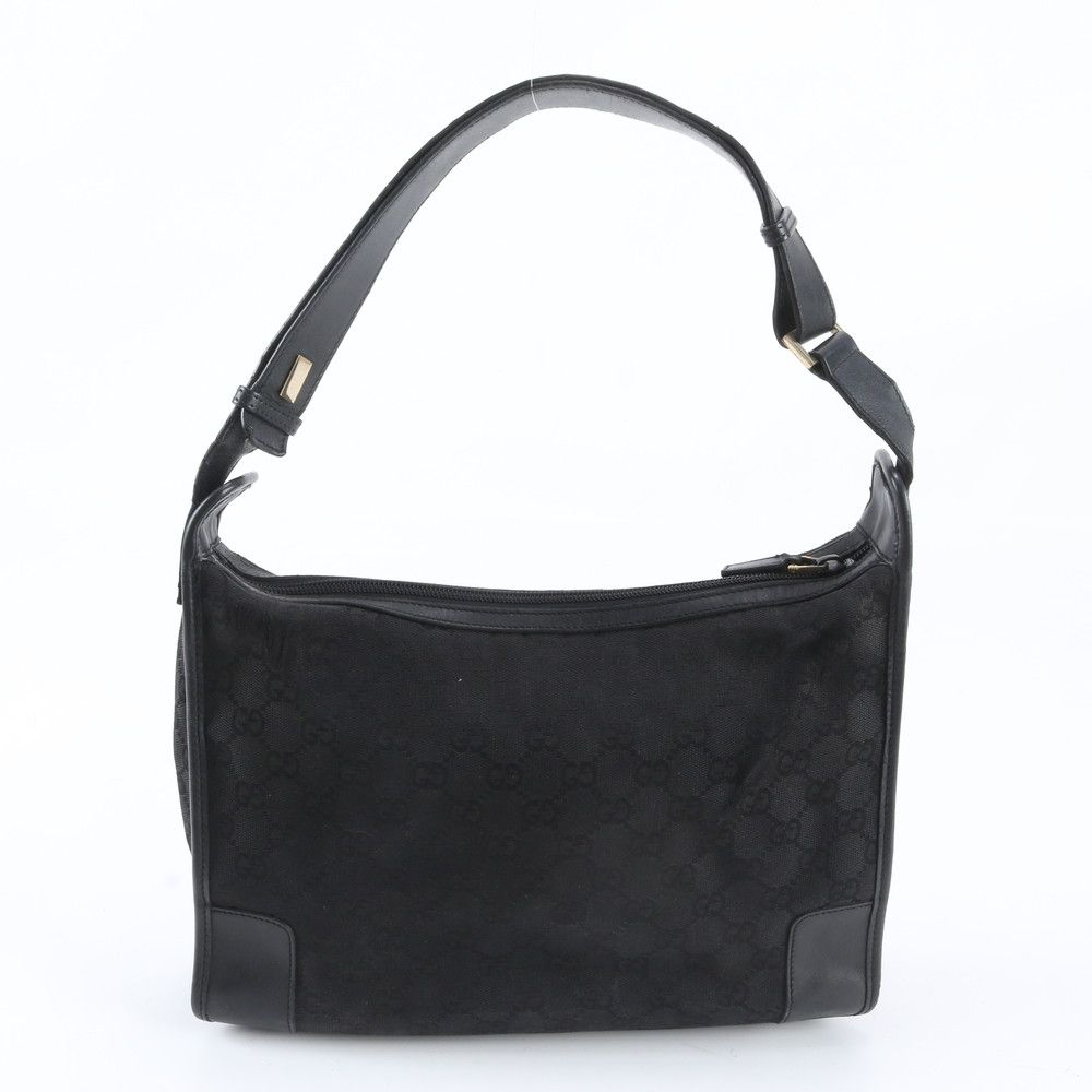 Gucci GG Canvas 001 Leather Oneshoulder Shoulder Bag Hand Black — view 3