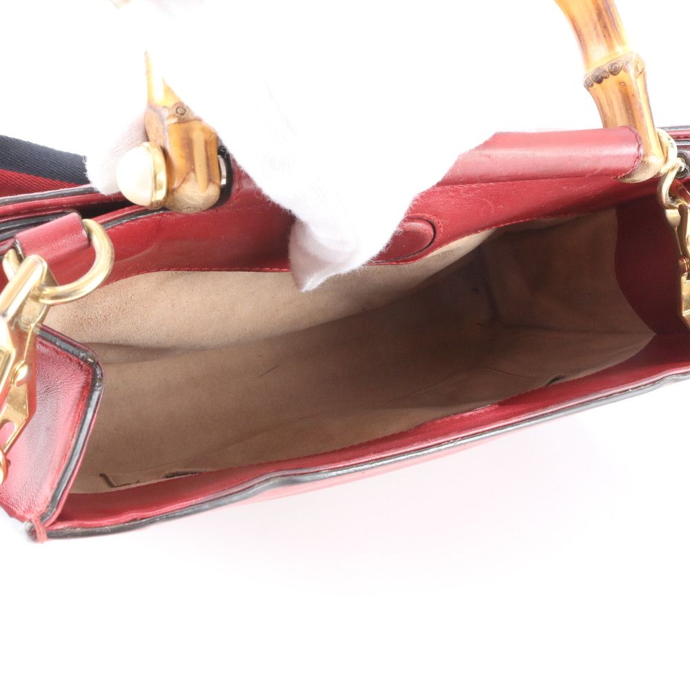 Gucci Bambu Nymphaea Leather 2-Way Shoulder Bag Crossbody Hand — view 9