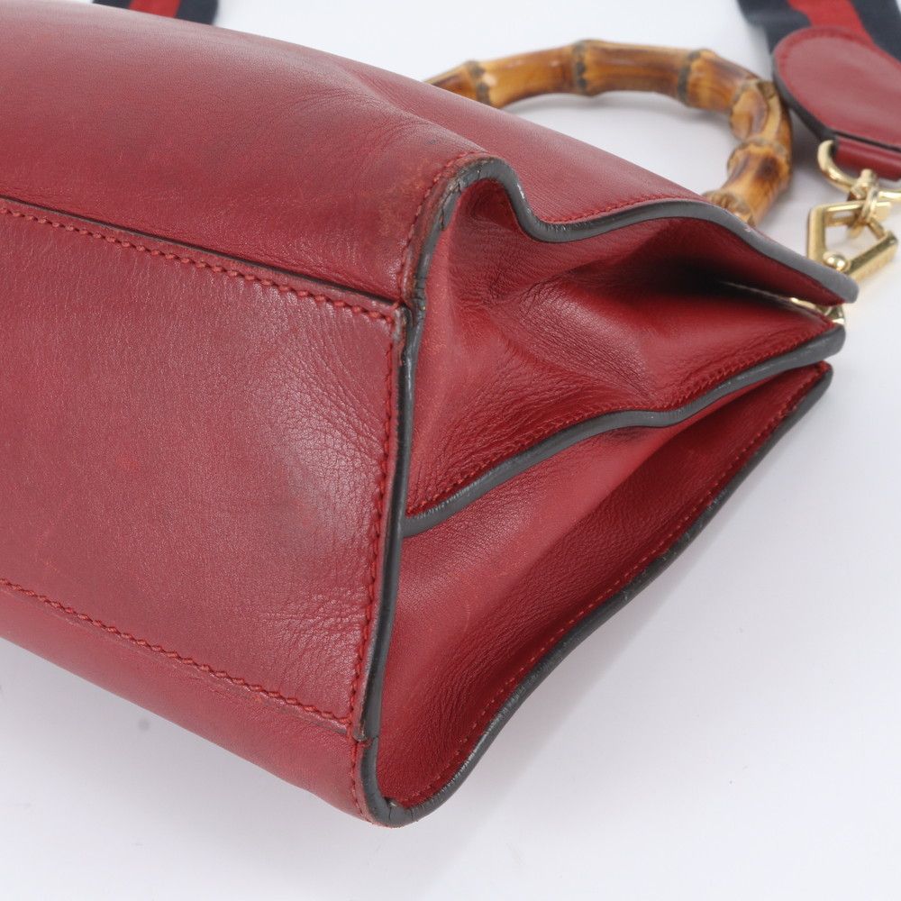 Gucci Bambu Nymphaea Leather 2-Way Shoulder Bag Crossbody Hand — view 5