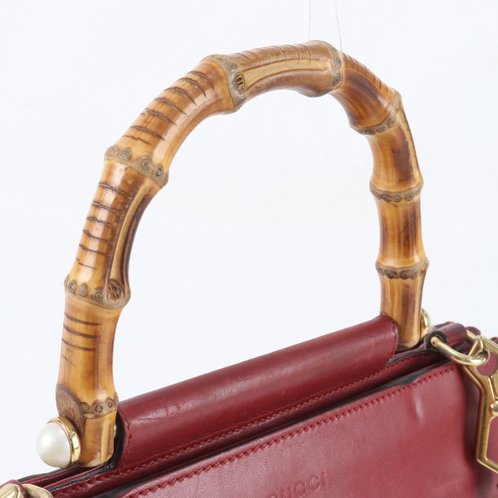 Gucci Bambu Nymphaea Leather 2-Way Shoulder Bag Crossbody Hand — view 2