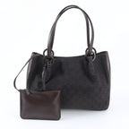 Gucci GG Canvas Leather Handbag with Tote Pouch Brown