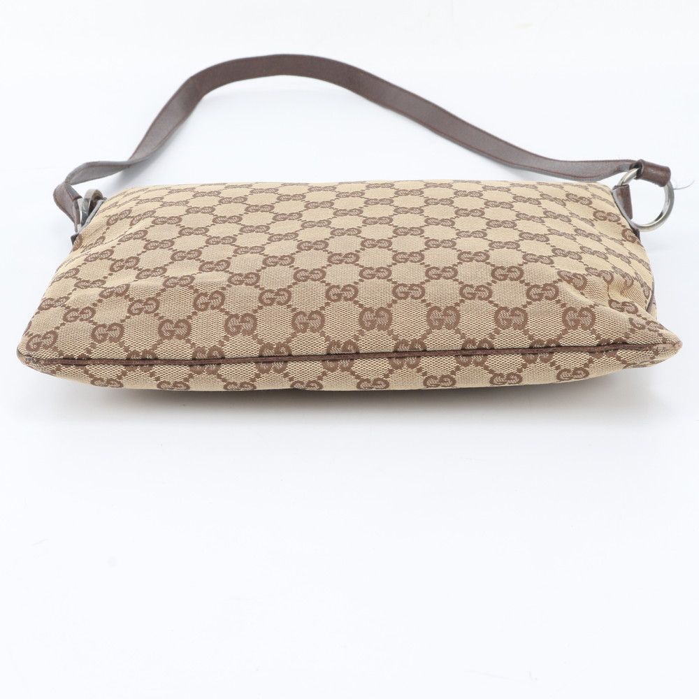 Gucci GG Canvas Leather Shoulder Bag Crossbody Messenger Business Brown — view 6