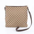 Gucci GG Canvas Leather Shoulder Bag Crossbody Messenger Business Brown