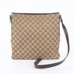 Gucci GG Canvas Leather Shoulder Bag Crossbody Messenger Business Brown