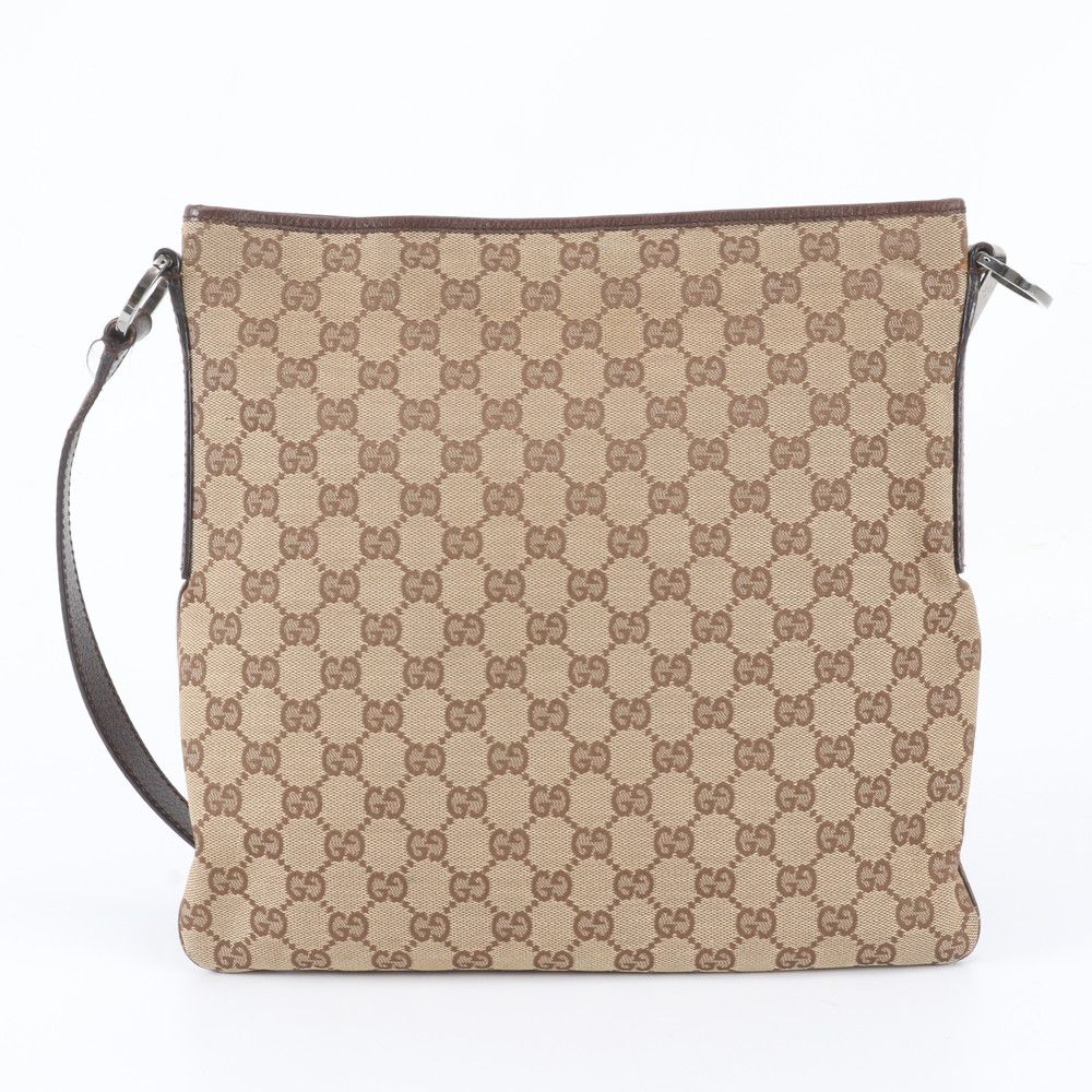 Gucci GG Canvas Leather Shoulder Bag Crossbody Messenger Business Brown — view 3
