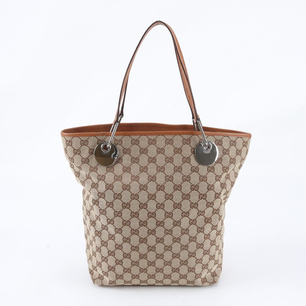 Gucci GG Canvas Leather Tote Shoulder Hand Brown — view 3