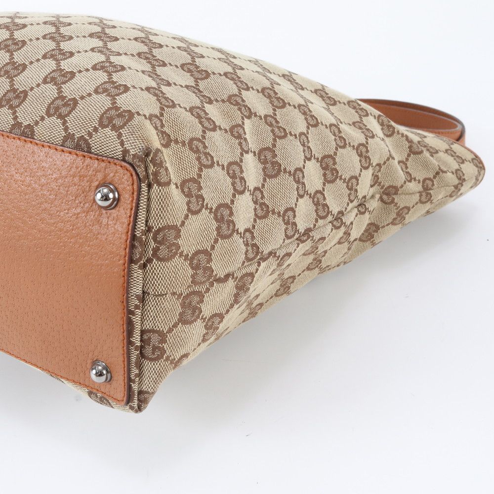 Gucci GG Canvas Leather Tote Shoulder Hand Brown — view 4