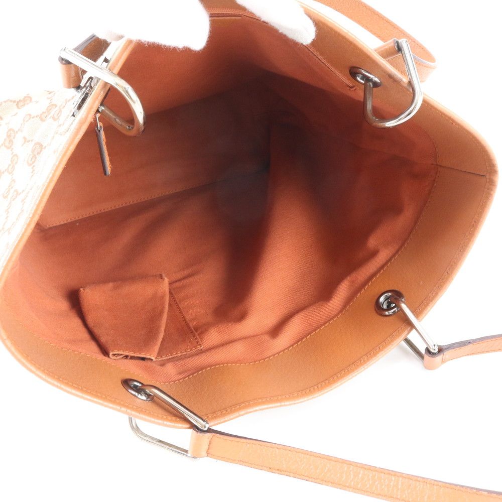 Gucci GG Canvas Leather Tote Shoulder Hand Brown — view 7