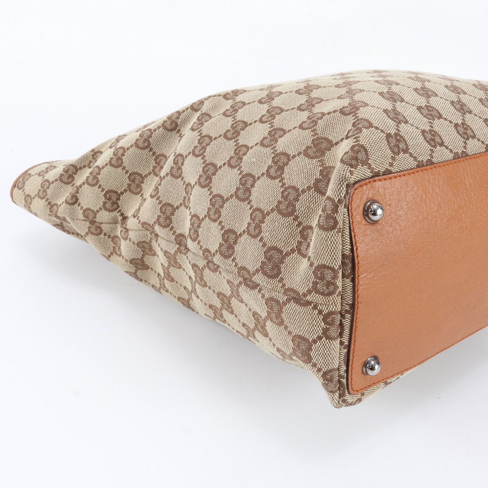 Gucci GG Canvas Leather Tote Shoulder Hand Brown — view 6