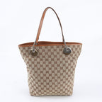Gucci GG Canvas Leather Tote Shoulder Hand Brown
