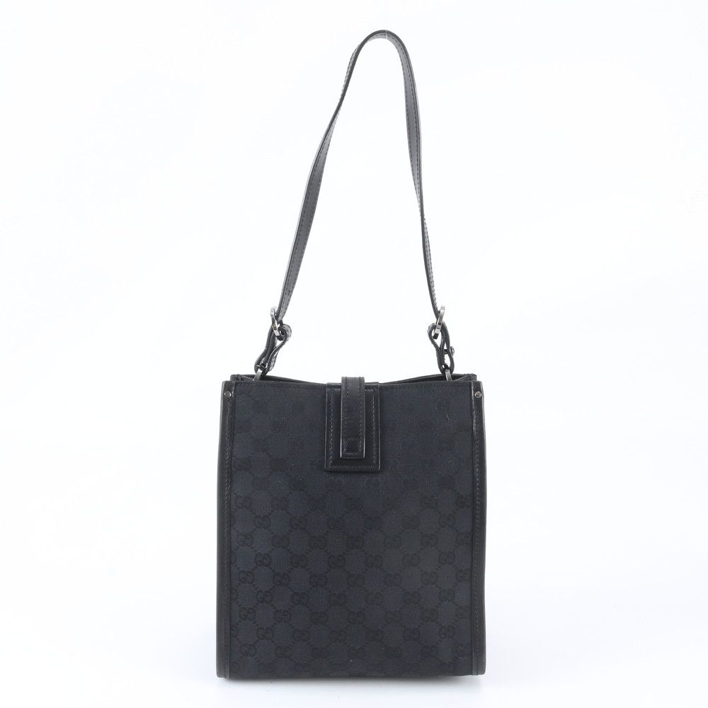 Gucci GG Canvas Leather Oneshoulder Shoulder Bag Hand Black — view 3