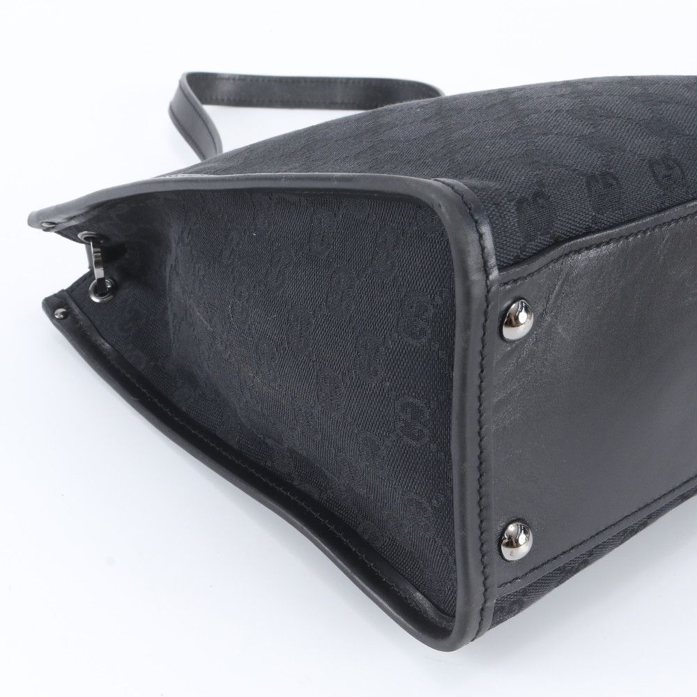 Gucci GG Canvas Leather Oneshoulder Shoulder Bag Hand Black — view 6
