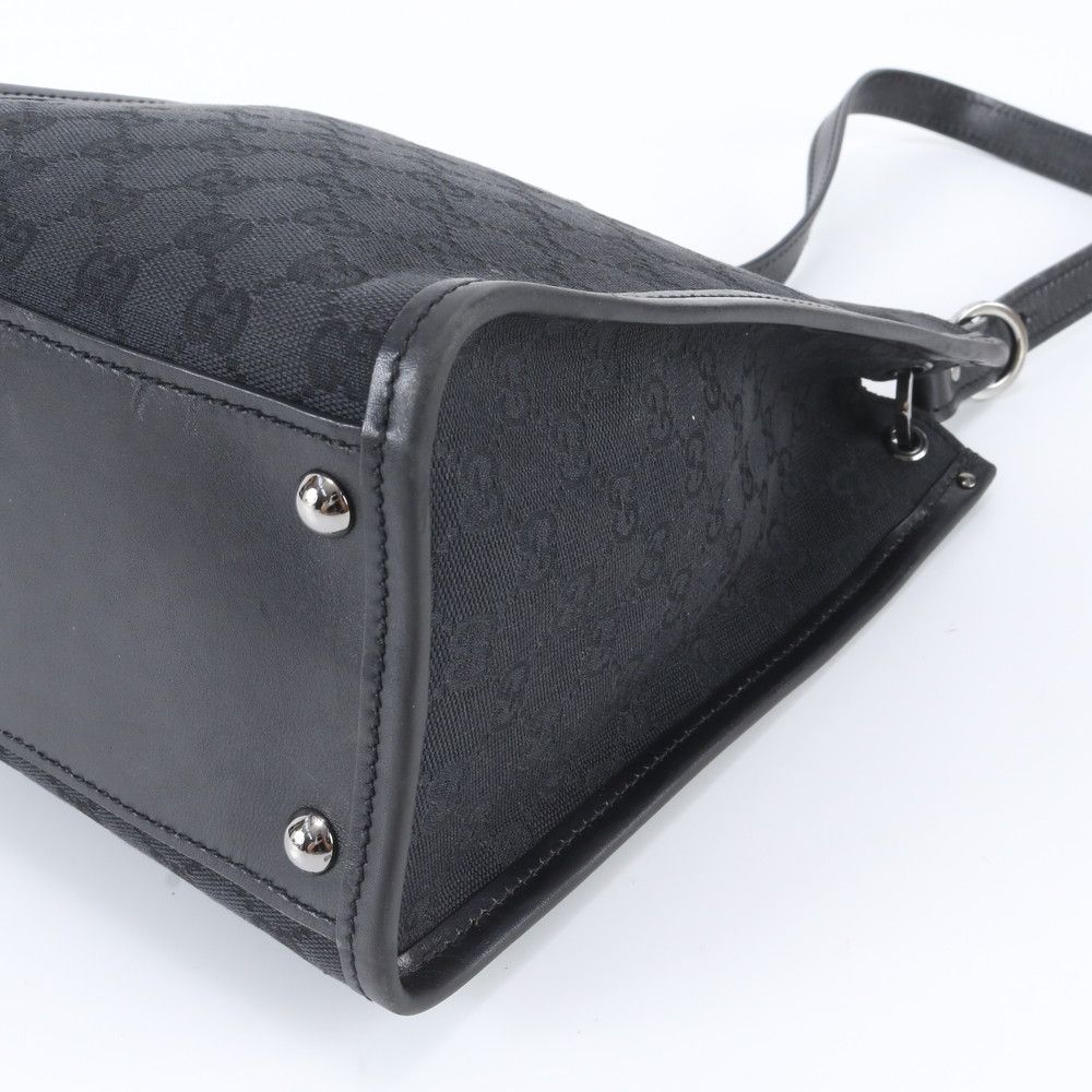 Gucci GG Canvas Leather Oneshoulder Shoulder Bag Hand Black — view 4