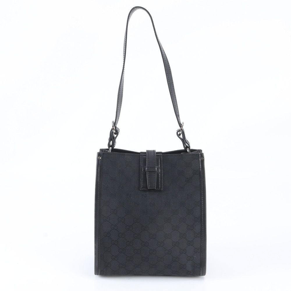 Gucci GG Canvas Leather Oneshoulder Shoulder Bag Hand Black