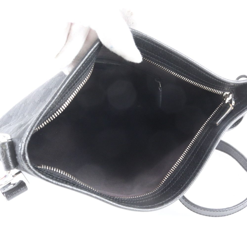 Gucci GG Canvas Leather Shoulder Bag Crossbody Messenger Black — view 7
