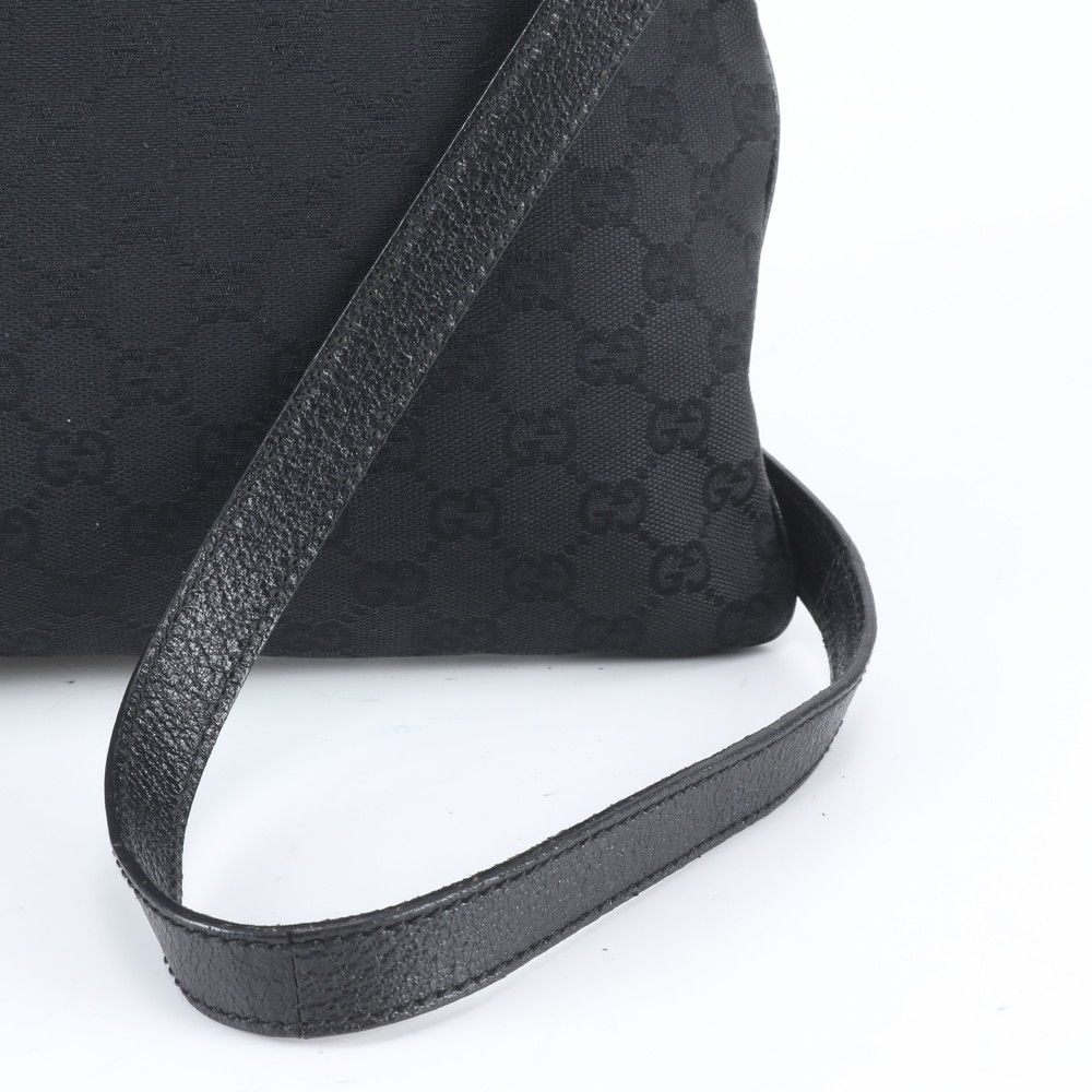 Gucci GG Canvas Leather Shoulder Bag Crossbody Messenger Black — view 2