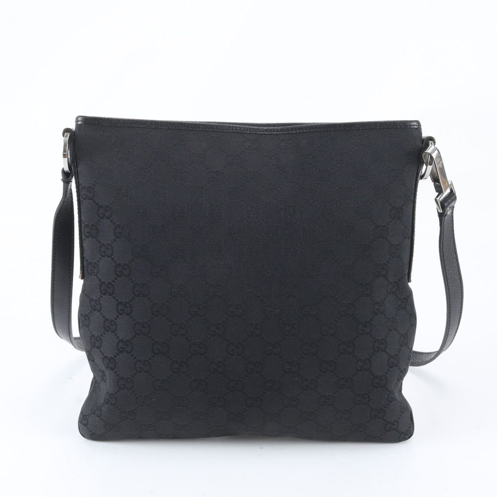 Gucci GG Canvas Leather Shoulder Bag Crossbody Messenger Black — view 3