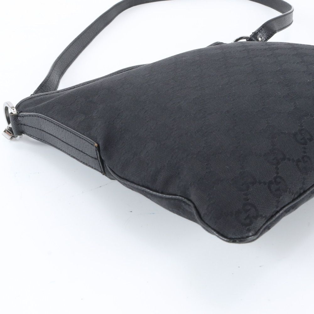 Gucci GG Canvas Leather Shoulder Bag Crossbody Messenger Black — view 6