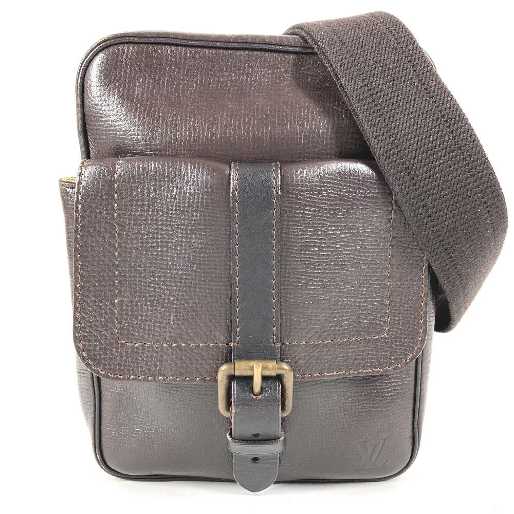 Louis Vuitton Shoulder Bag Irokwa Utah Leather Cafe Brown
