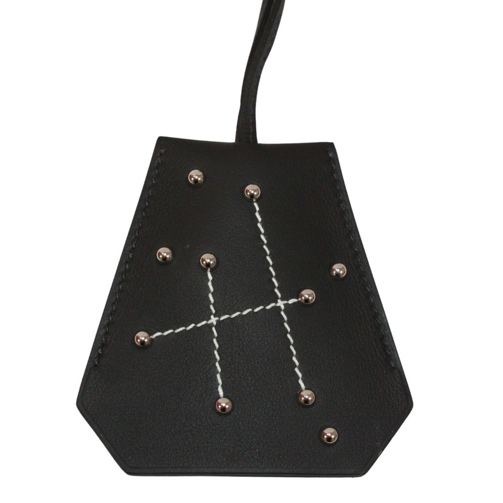 Hermes Key Ring Charm Long Leather Black Clochette Silver — view 5