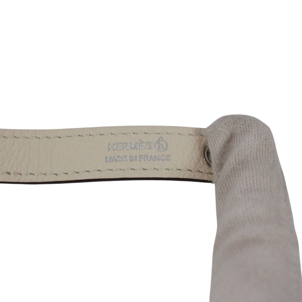 Hermes Reversible Sun Visor Leather Ivory Blue Hat Silver — view 5