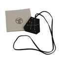 Hermes Key Ring Charm Long Leather Black Clochette Silver