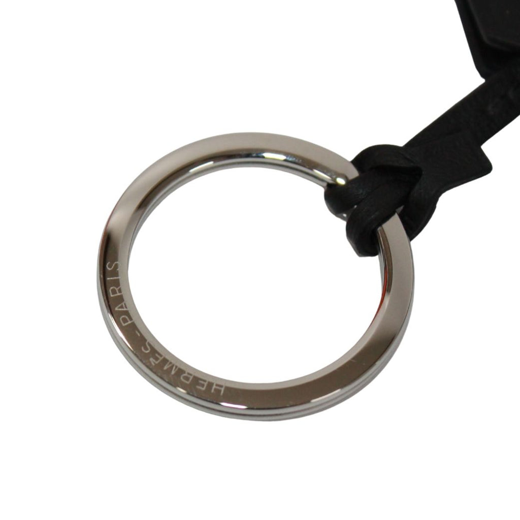 Hermes Key Ring Charm Long Leather Black Clochette Silver — view 9