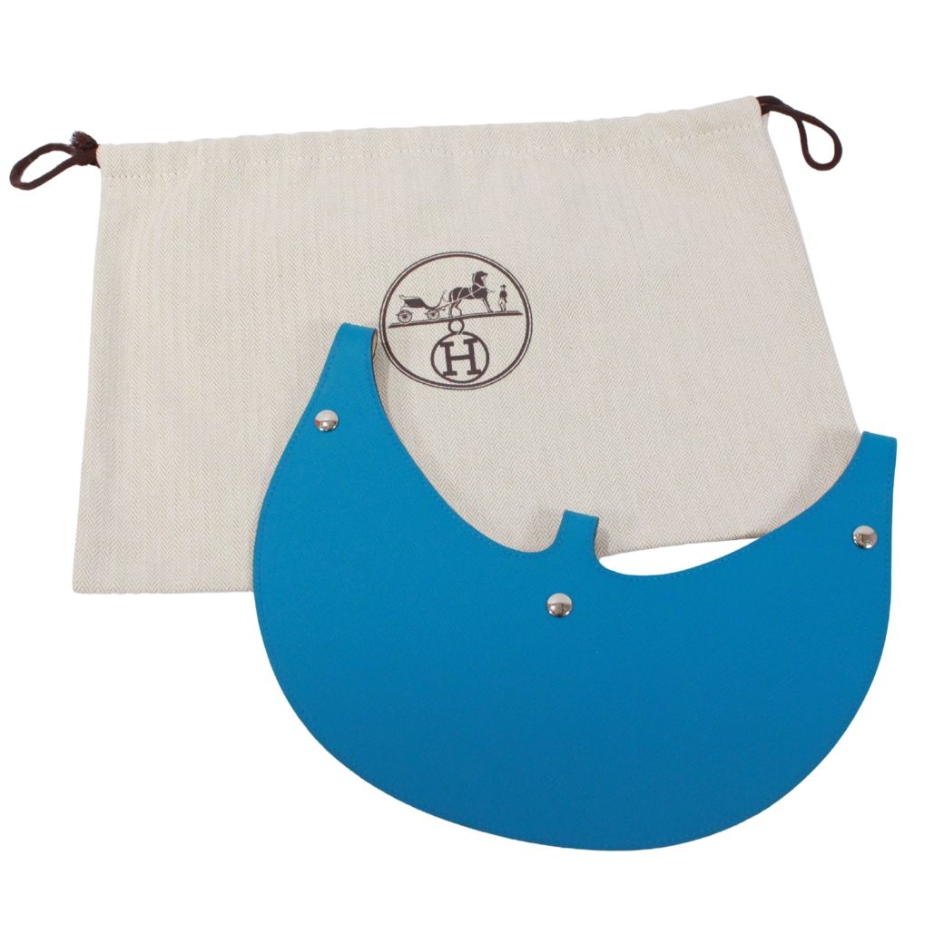 Hermes Reversible Sun Visor Leather Ivory Blue Hat Silver — view 2