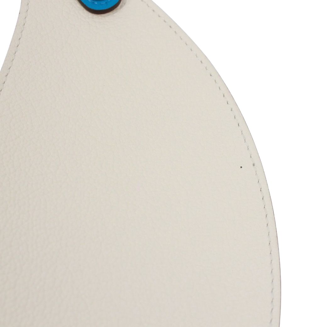 Hermes Reversible Sun Visor Leather Ivory Blue Hat Silver — view 4