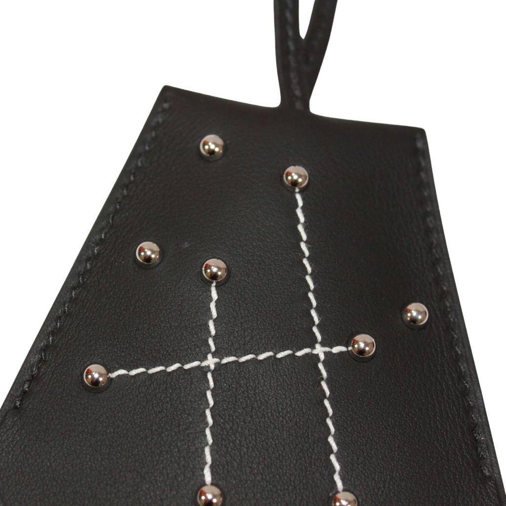 Hermes Key Ring Charm Long Leather Black Clochette Silver — view 7