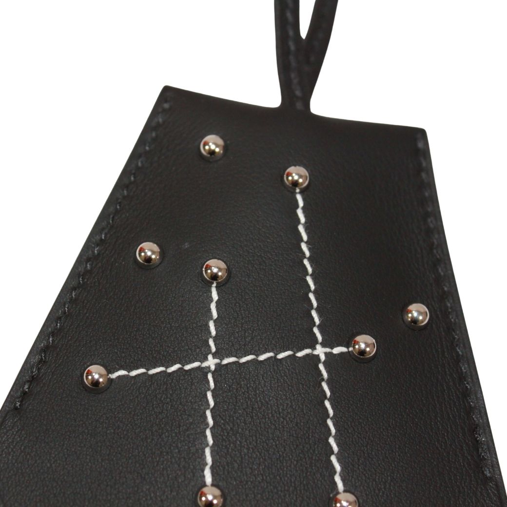 Hermes Key Ring Charm Long Leather Black Clochette Silver — view 7