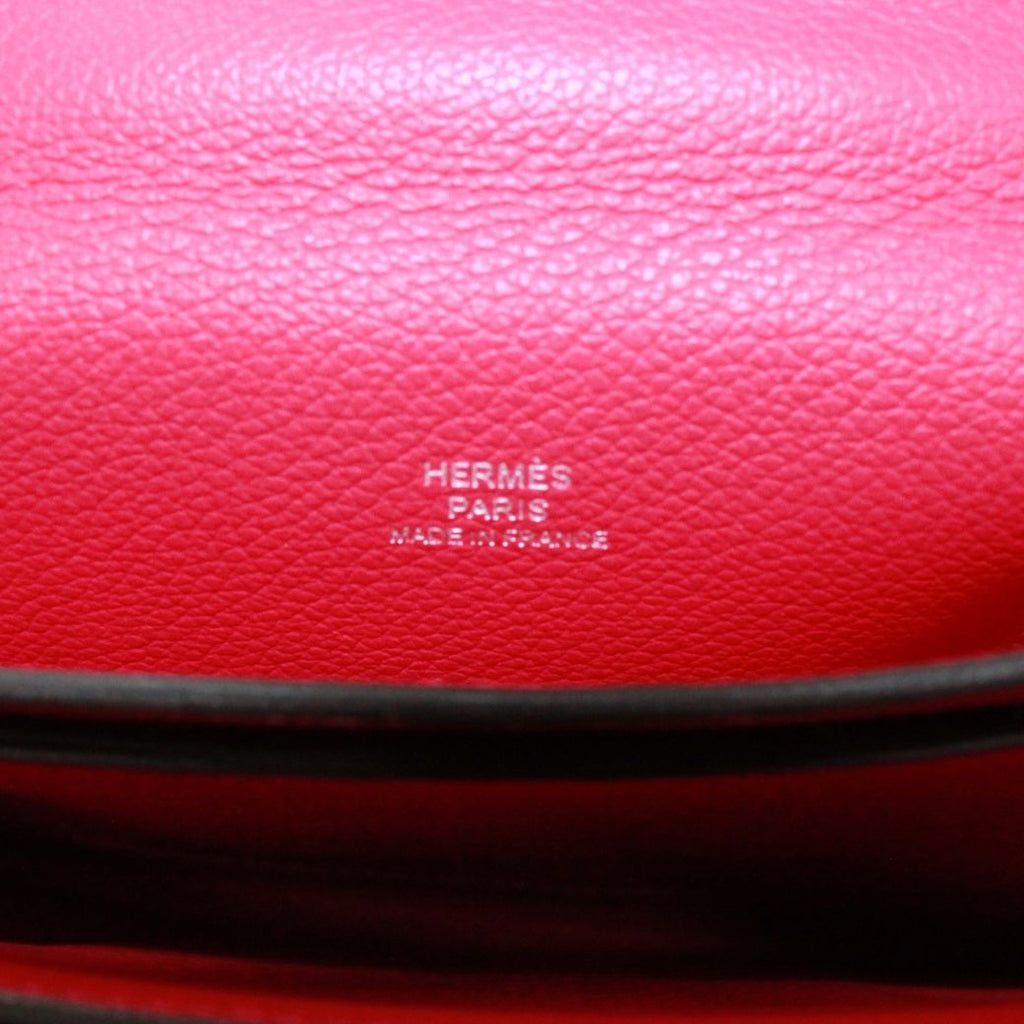 Hermes Passan Shoulder Bag Leather Pink Brown Blue Clutch Silver — view 9