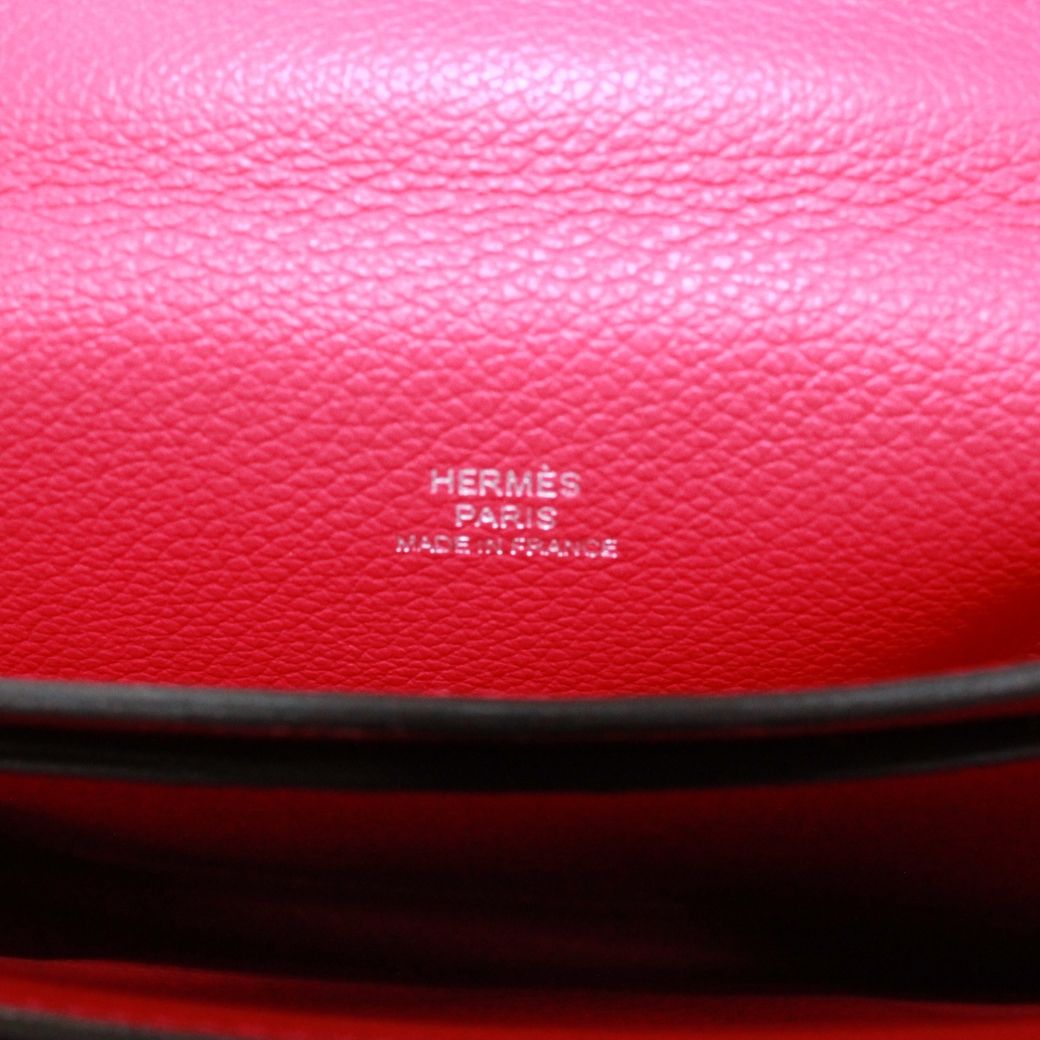 Hermes Passan Shoulder Bag Leather Pink Brown Blue Clutch Silver — view 9