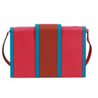 Hermes Passan Shoulder Bag Leather Pink Brown Blue Clutch Silver — view 3