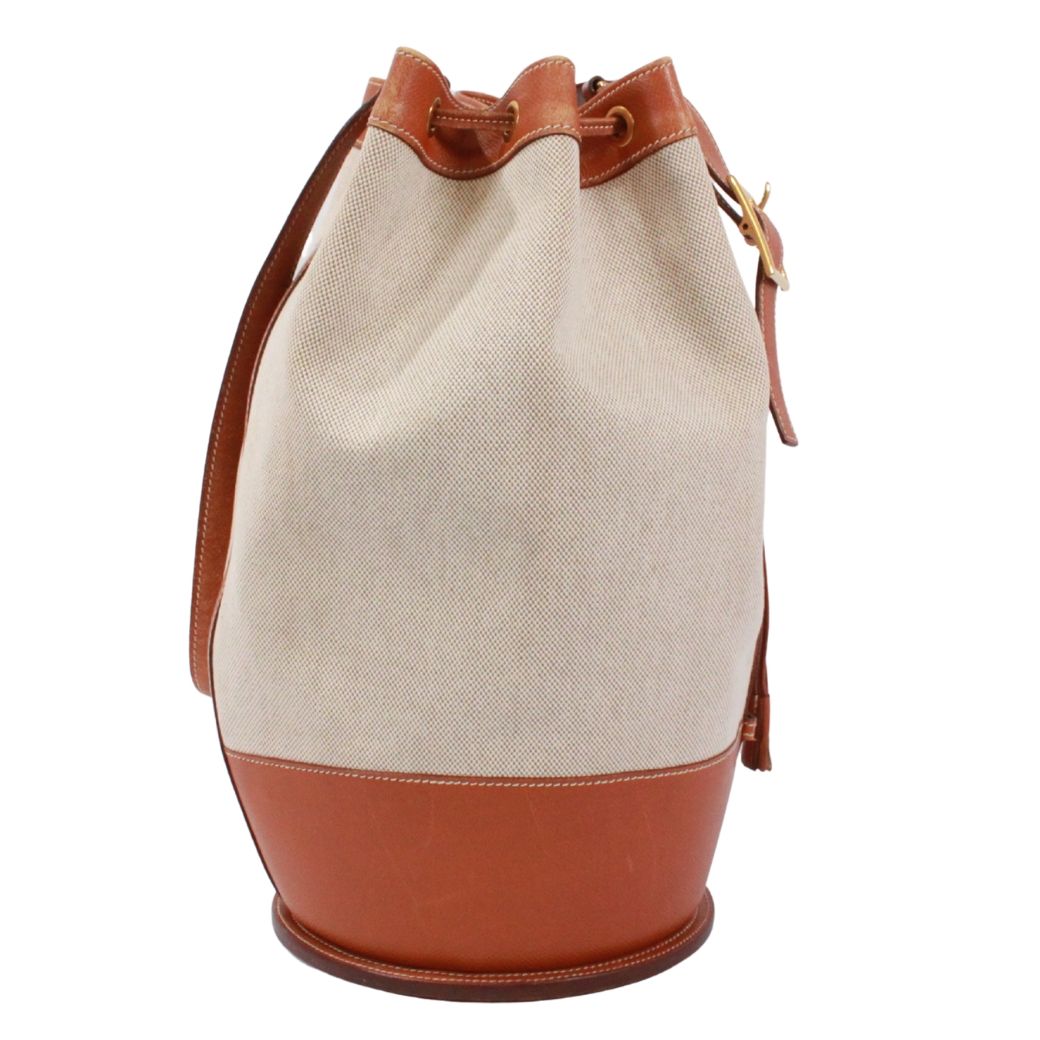 Hermes Standee Toile Ash Courchevel Leather Ivory Brown Shoulder Bag Gold — view 3