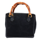 Gucci Bamboo Mini 2-Way Leather Suede Navy Shoulder Bag Gold — view 3