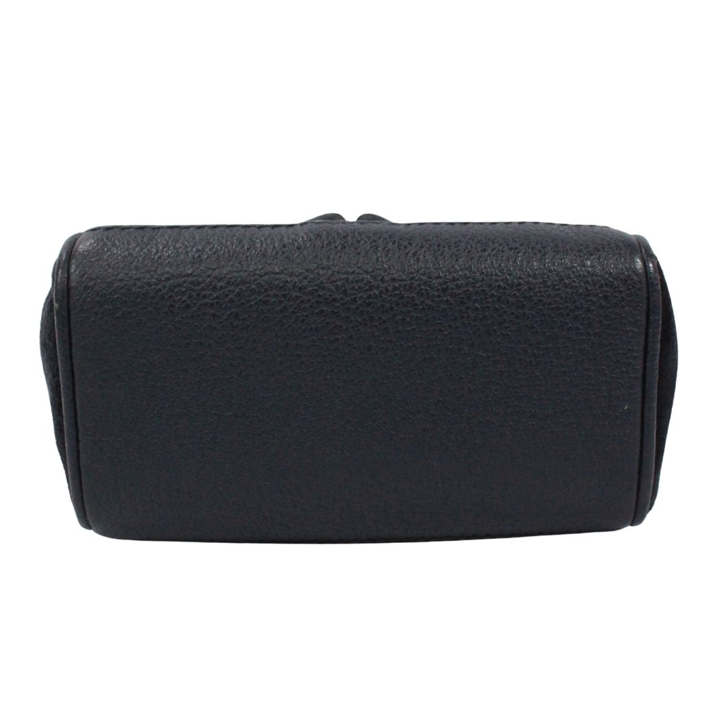 Gucci Bamboo Mini 2-Way Leather Suede Navy Shoulder Bag Gold — view 4