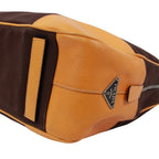 Prada Leather Canvas Yellow Brown Boston Bag Silver — view 5