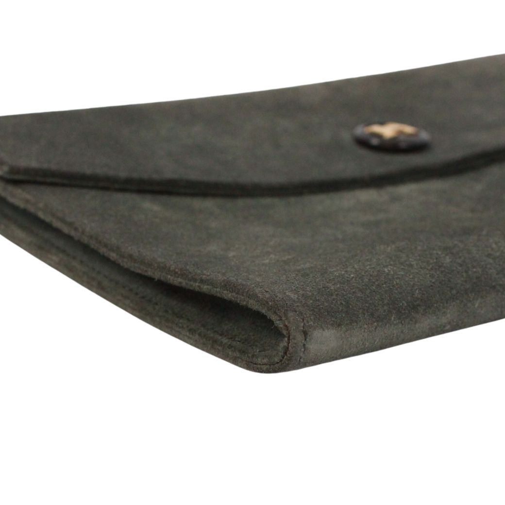 Hermes Pochette Rio Suede Gray Clutch Gold — view 6