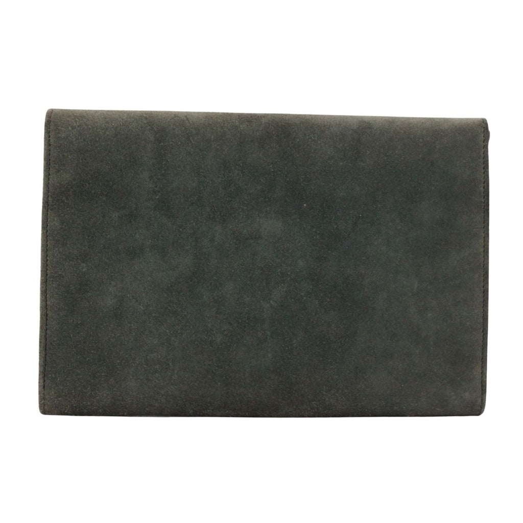Hermes Pochette Rio Suede Gray Clutch Gold — view 3