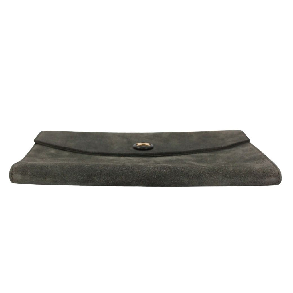 Hermes Pochette Rio Suede Gray Clutch Gold — view 4