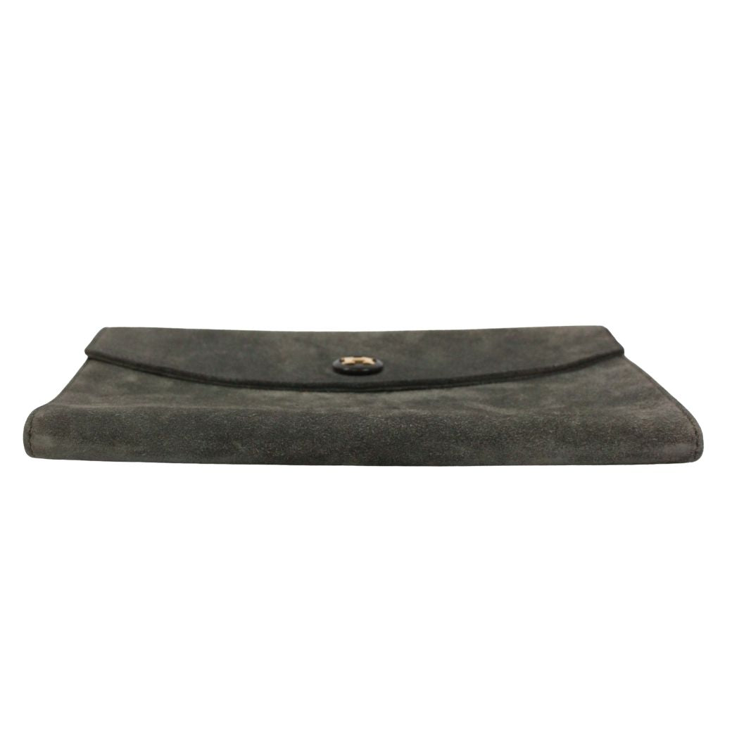 Hermes Pochette Rio Suede Gray Clutch Gold — view 4