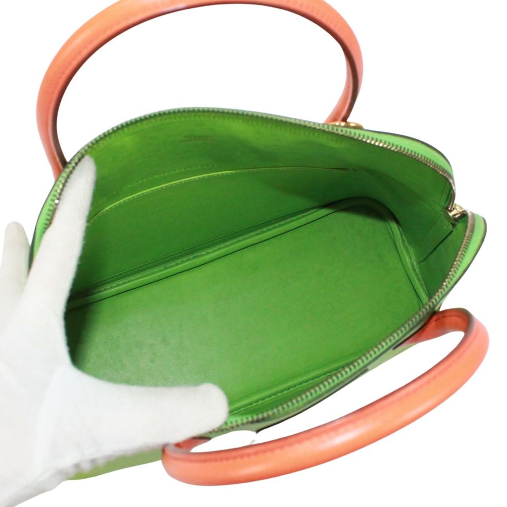 Hermes Bolide 31 Vo Garibaldi Leather Orange Green Handbag Gold — view 7