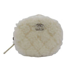 Chanel Coco Neige Ge Chain Pouch Fleece Leather White Shoulder Bag Silver