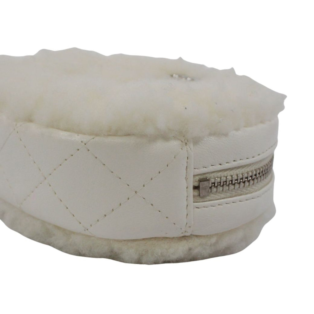 Chanel Coco Neige Ge Chain Pouch Fleece Leather White Shoulder Bag Silver — view 6